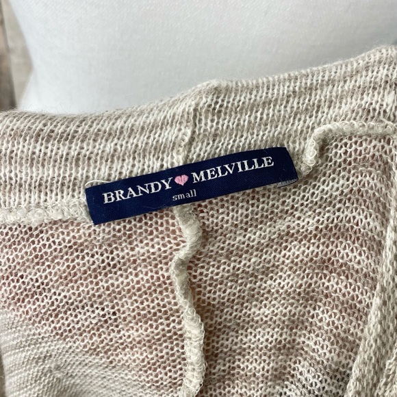 Brandy Melville S Tan Striped Wool Knit Hoodie - Picture 5 of 6